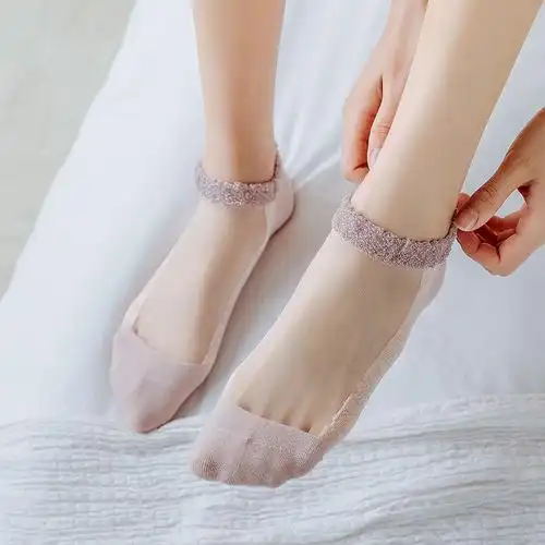 玻璃水晶丝袜袜子女短袜浅口船女士夏季薄款透明短袜