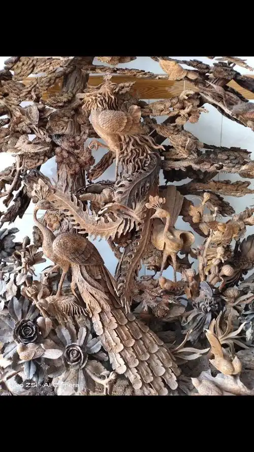 海南黄花梨百鸟朝凤纯手工雕刻精品栩栩如生独一无二大摆件,,[握手]