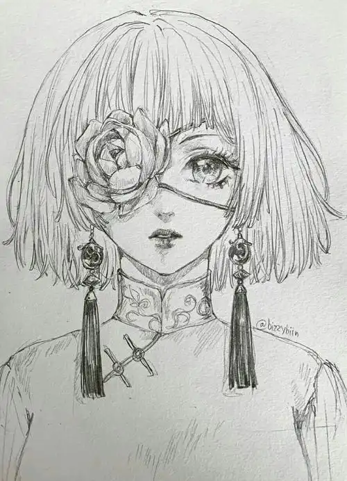 短发旗袍少女-漫绘