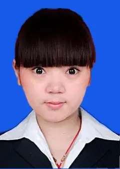 蓝底西装一寸证件照女生