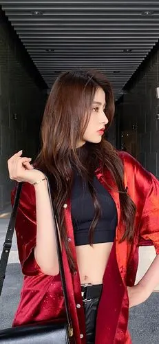 金子涵红衣性感高清手机壁纸