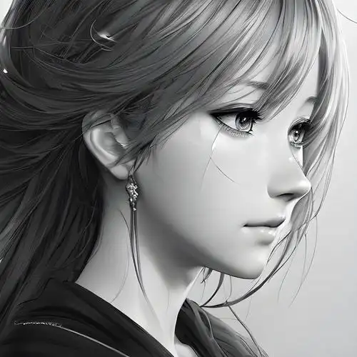 美女素描头像侧脸高清头像