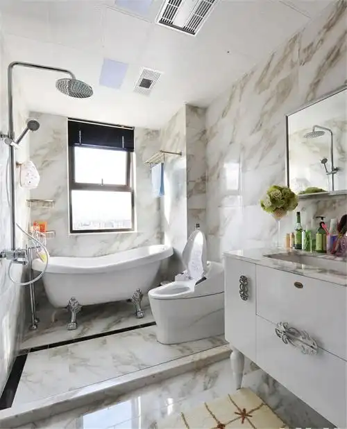 古典风格卫生间装修效果图 3平米蹲位干湿分离卫生间装修图片 淮安欣