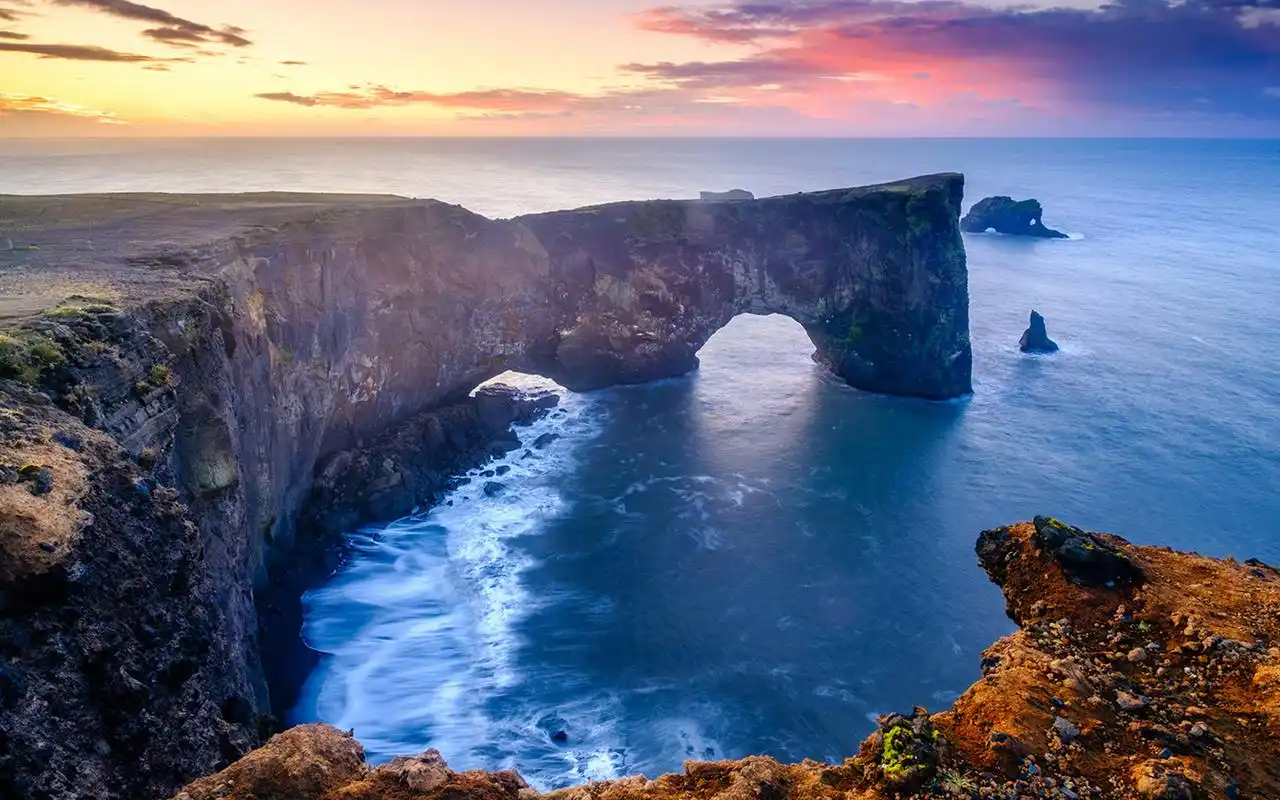 唯美冰岛夕阳风景高清桌面壁纸