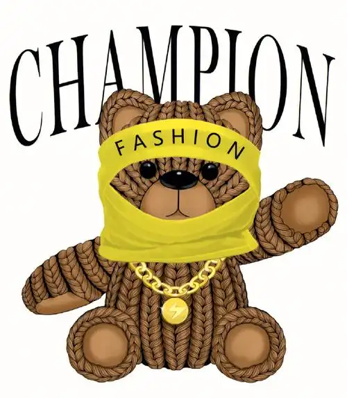 手编熊潮流艺术ip形象设计流行图案设计烫画