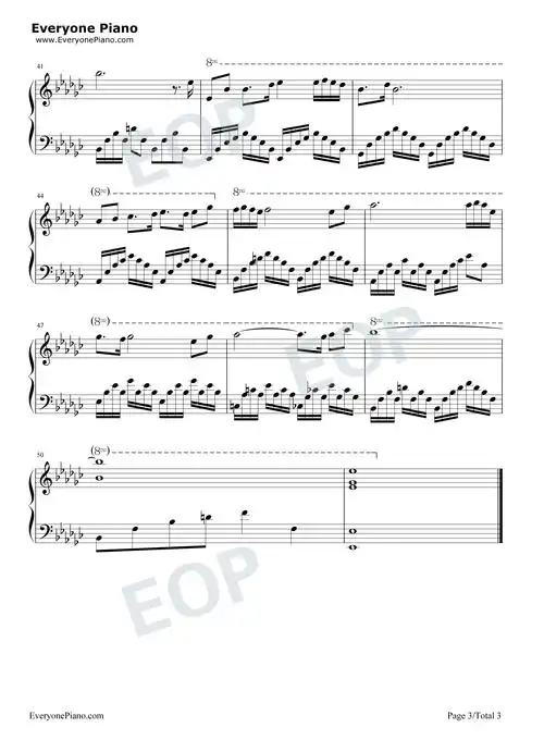 左手指月-香蜜沉沉烬如霜片尾曲五线谱预览3