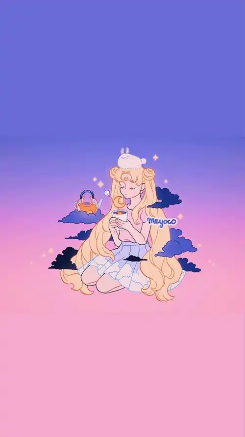 气泡水小兔梦幻美少女手机壁纸