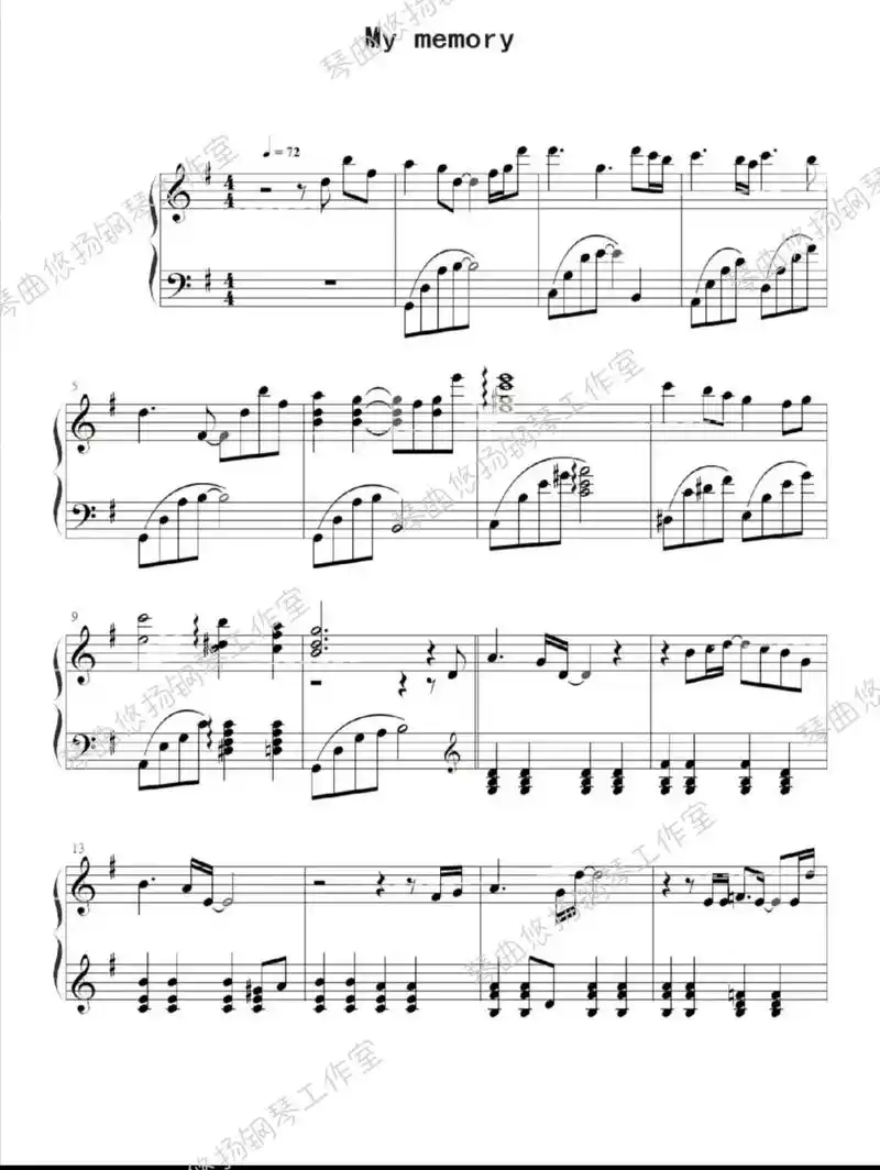 《my memory》冬季恋歌#钢琴谱 #钢琴教学 #今天你 - 抖音