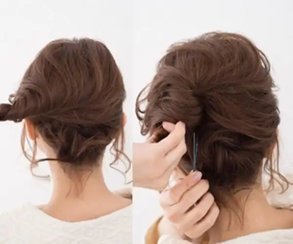 优雅中短发盘发教程图解片