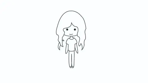 漂亮长头发女孩 - 简笔画 - 懂得