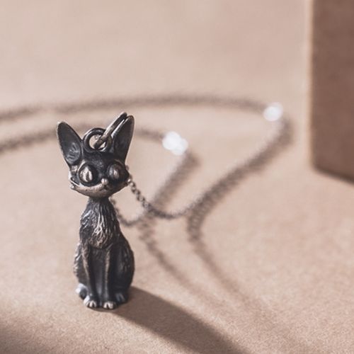 925纯银做旧复古猫咪女款项链吊坠高级感文艺风原创设计特别礼物